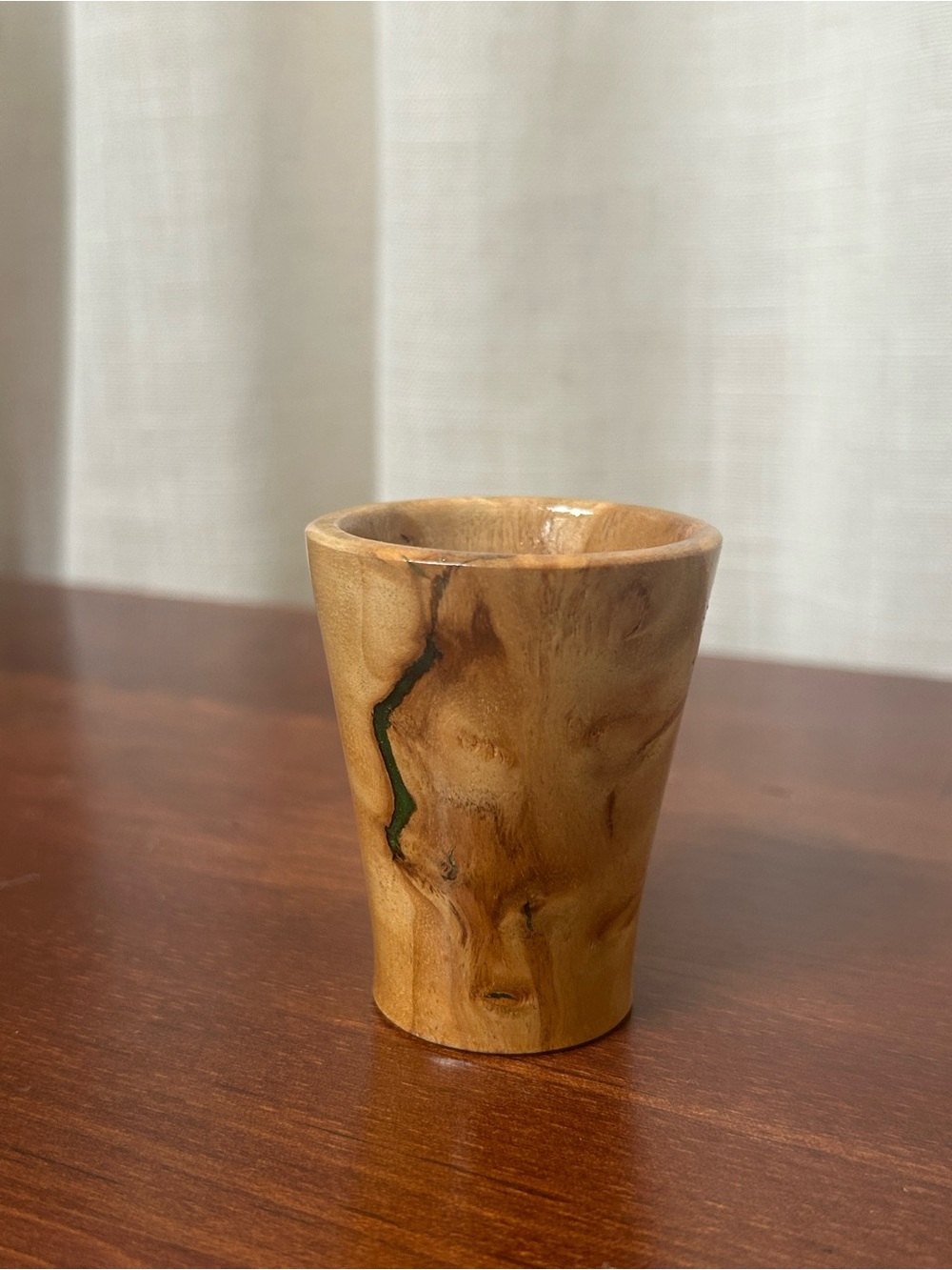 Shot Glass Wood Handcrafted Maple Burl Green Resin Rustic Barware - Picture 2 of 6